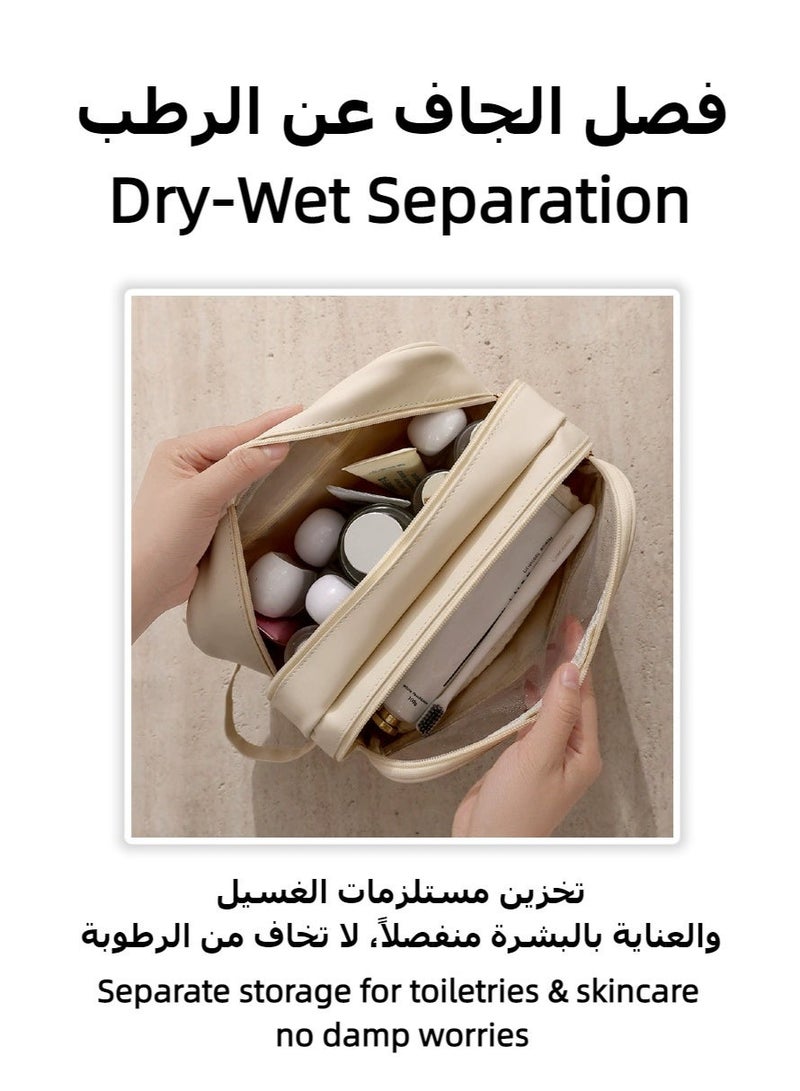 Clear Travel Bags for Toiletries, Transparent Cosmetic Bag, Clear Toiletry Bag for Women Men, Translucent Waterproof Travel Makeup Bag with Handle, Waterproof Pouch for Toiletries Accessories Brushes Dark blue / pink / white - Image 4